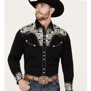 Scully Men's Black Legends Gunfighter Long Sleeve Western Shirt size Large
